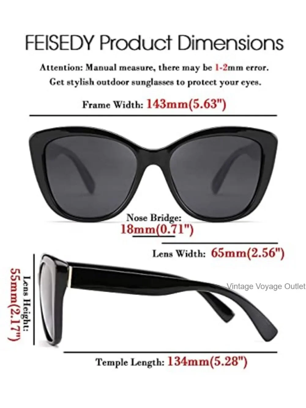 Polarized Sunglasses Cat Eye Vintage Jackie O UV400 Plastic Frame